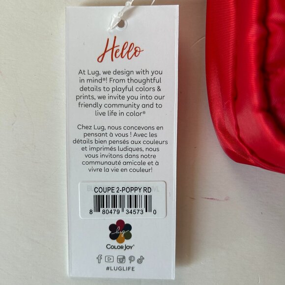 Lug Coupe 2 Convertible Crossbody Bag Poppy Red with Houndstooth Interior - Picture 6 of 6